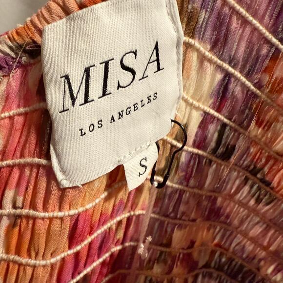 MISA Los Angeles Lydia Smocked One Shoulder Asymmetric Midi Dress NWT S $485 - Picture 3 of 5